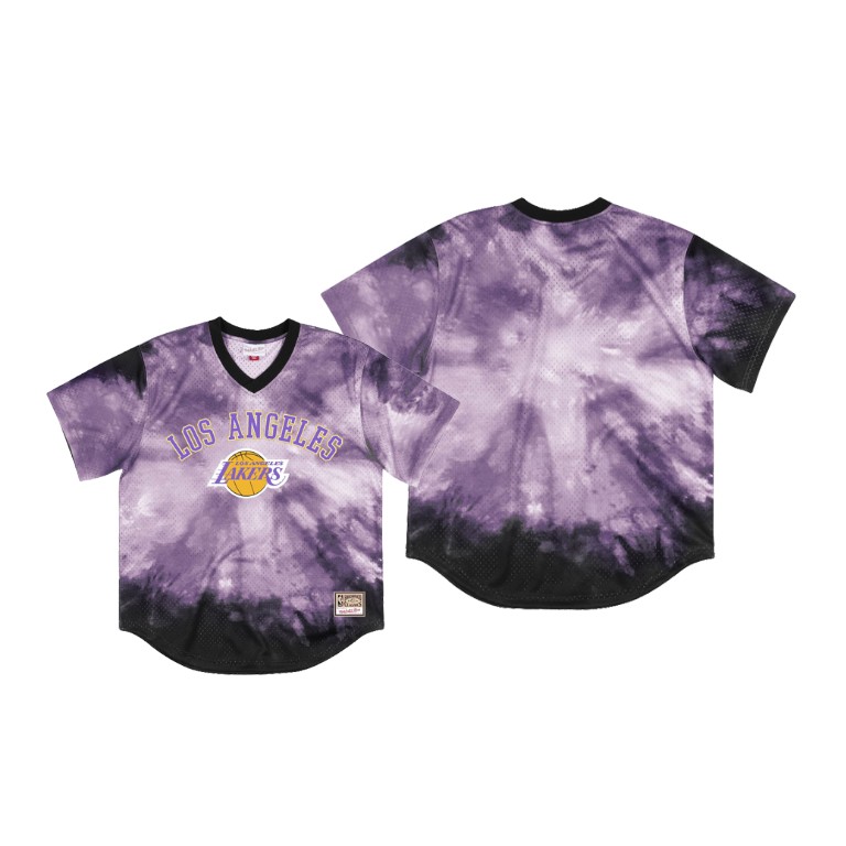 Men's Los Angeles Lakers NBA Tie-Dye Hardwood Classics Purple Basketball T-Shirt EYK0183AI